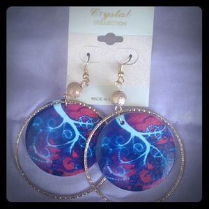 3/$15 NWT Blue and Red Gold Hoop Earrings